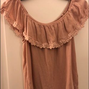 Light pink over the shoulder shirt